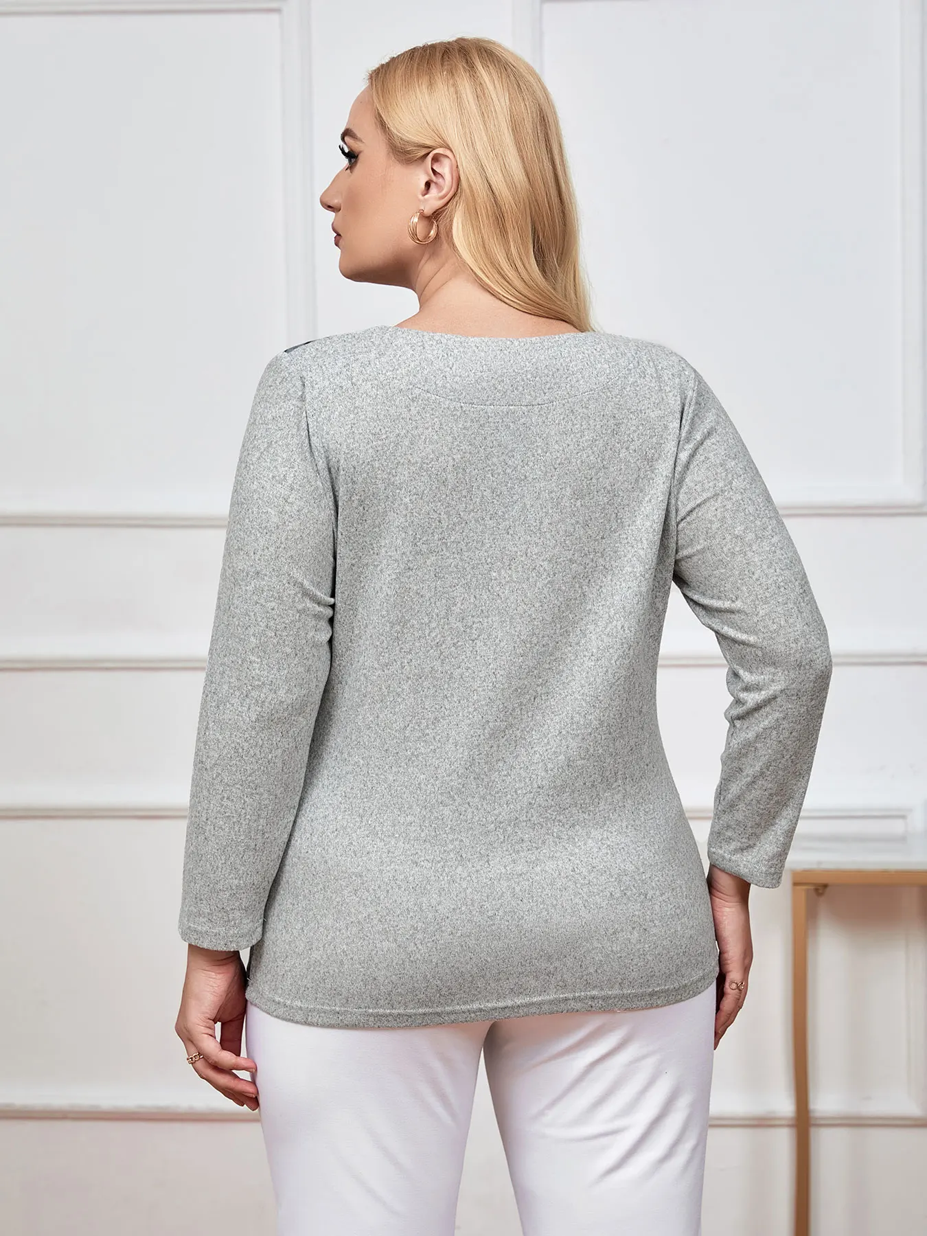 Women's Plus Size Pullover Spring Chic Elegant Pullover For Chubby Women's Cotton Fashion Pullover