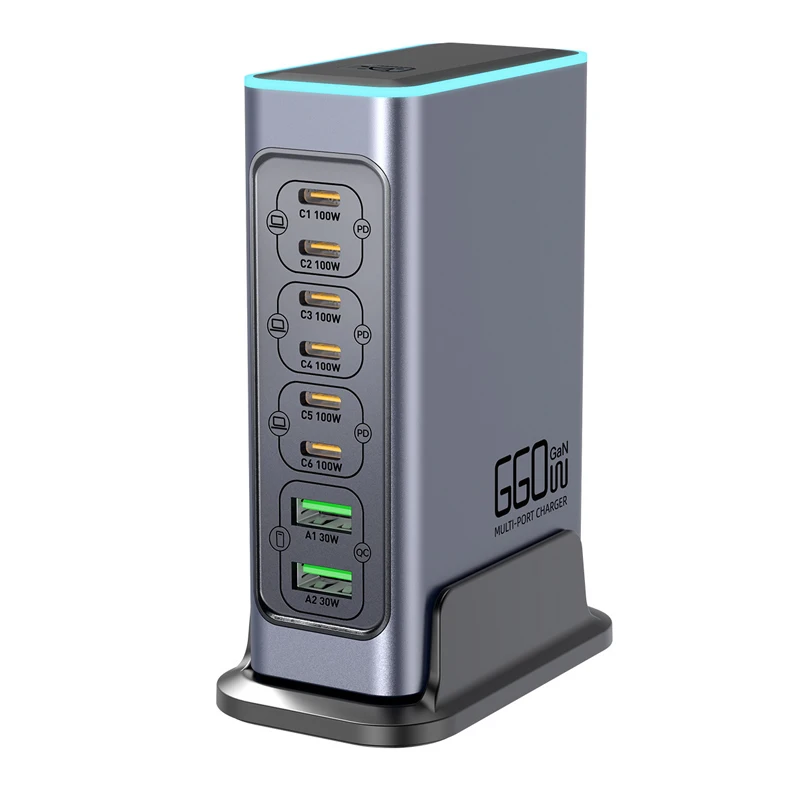 Luxmoc High-End 660 Вт GaN зарядное устройство PD100 флэш-зарядка планшета мобильный телефон настольный 8-портовая многозарядная