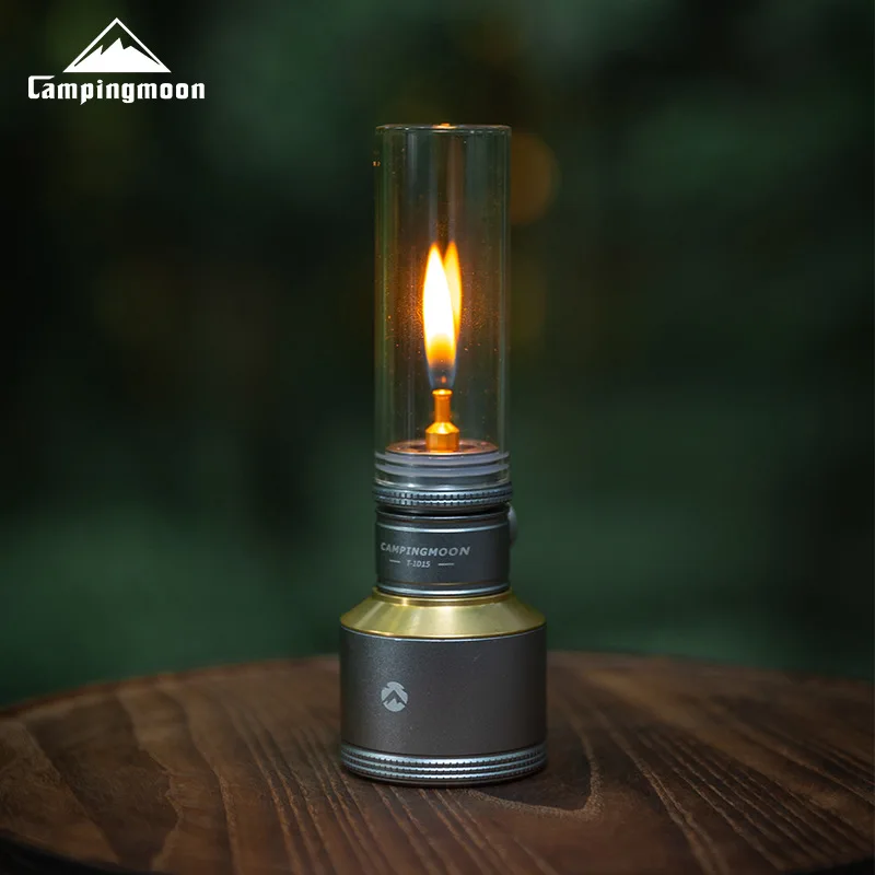 Three Colors Available Outdoor Camping Gas Ambient Light with Heat-Resistant Glass Shade, Gas Cylinder-Powered Decorative Candle