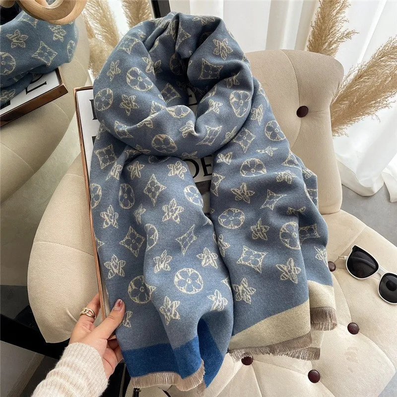 Winter Europe and the United States Imitation Cashmere Winter Explosion Long Outside Shawl Double-sided Warm Scarf 2024 NEW