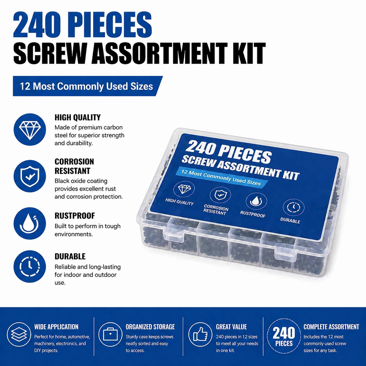 

240-piece screw set universal for laptops electronic digital repair accessories multiple specifications portable small screws