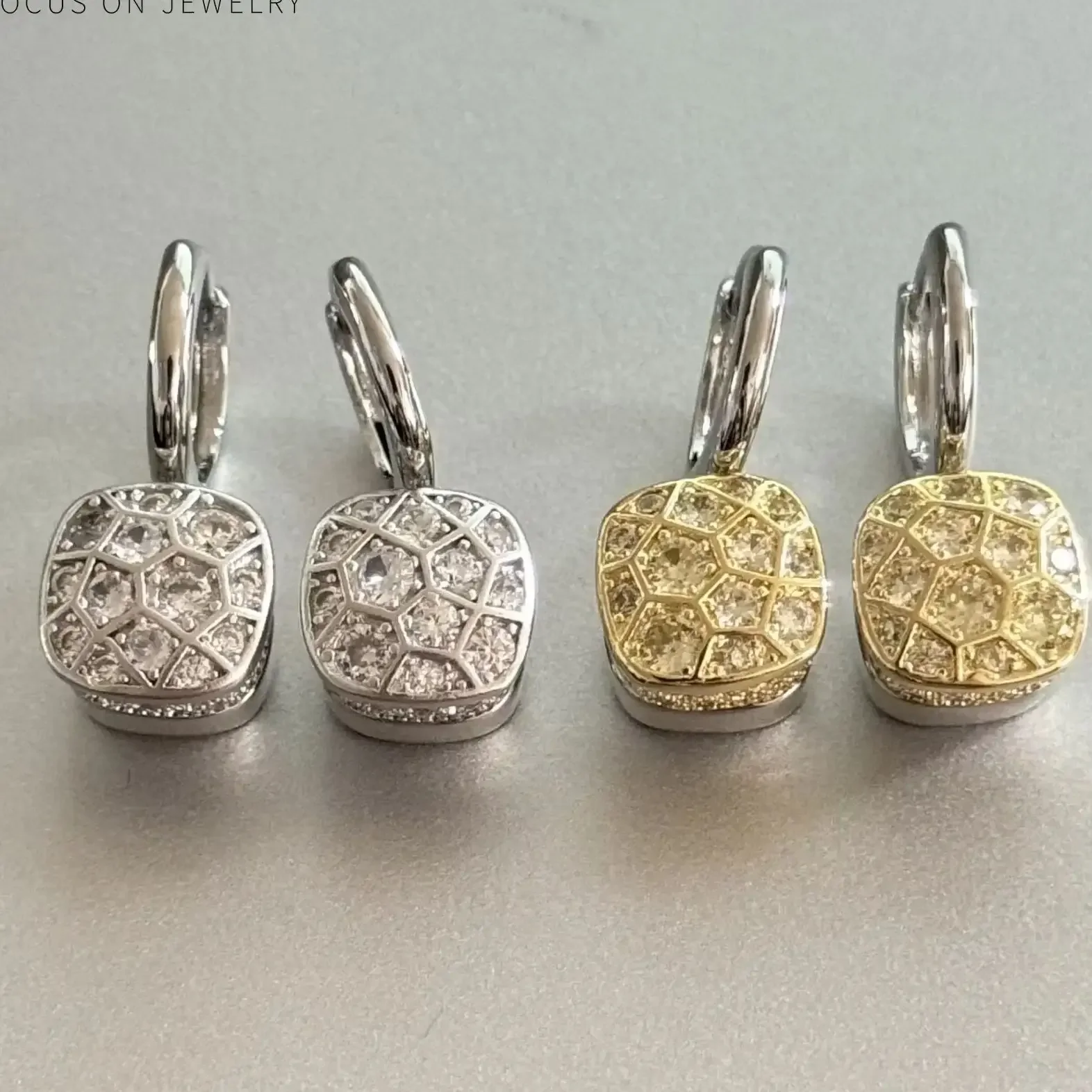 10.6mm Official Jewelry Classic Nudo Earrings For Women High Quality Crystal ピアス Square Drop Earrings Candy Holiday Gift image 3