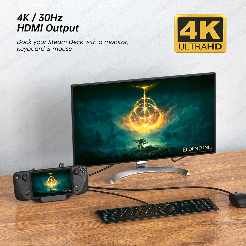 スチームデッキ-ドッキングステーション,4k,30hz,hdmi互換,usb3.0,type-c,トラベルドック,スチームデッキ/Nintendo用スタンド