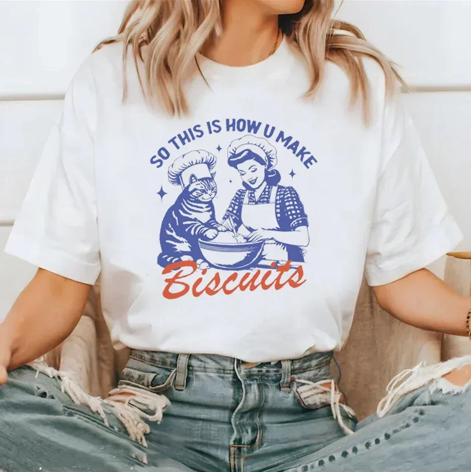 كنزة رياضية نسائية كلاسيكية ، قميص مخبوزات مضحك ، لذلك هذا هو كيف تصنع البسكويت ، كنزة قطة كلاسيكية