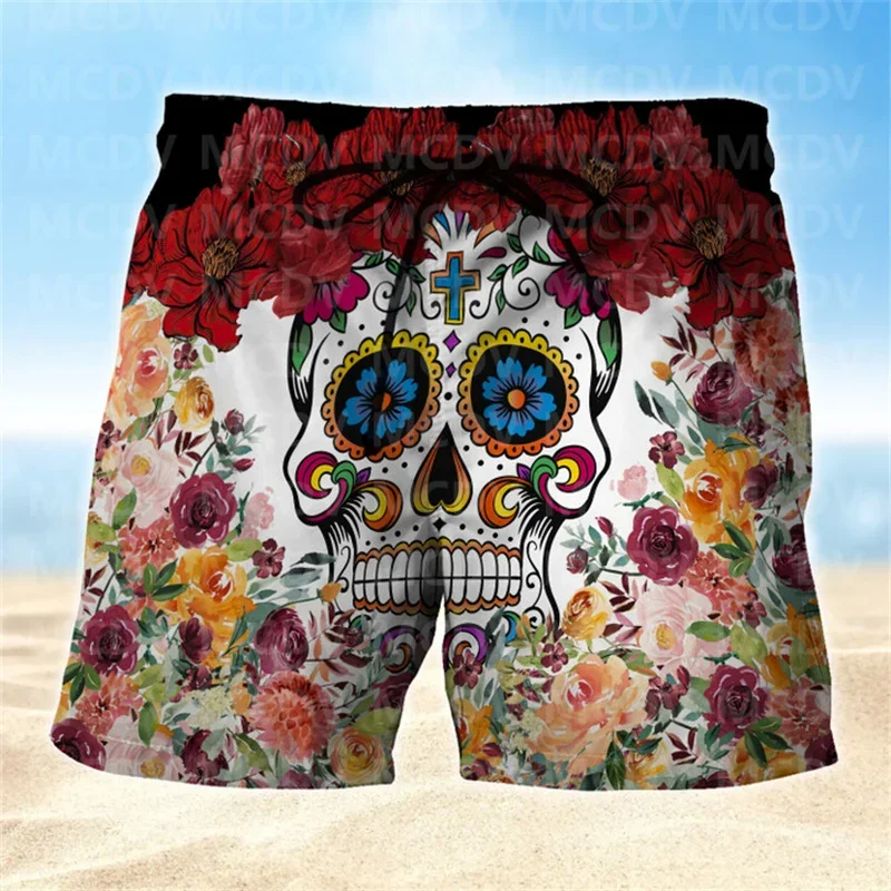 

Sugar Skull Mens Boardshorts, Skull Lover Men's Swim Trunks, Skull Lover Hawaiian Shorts for Men