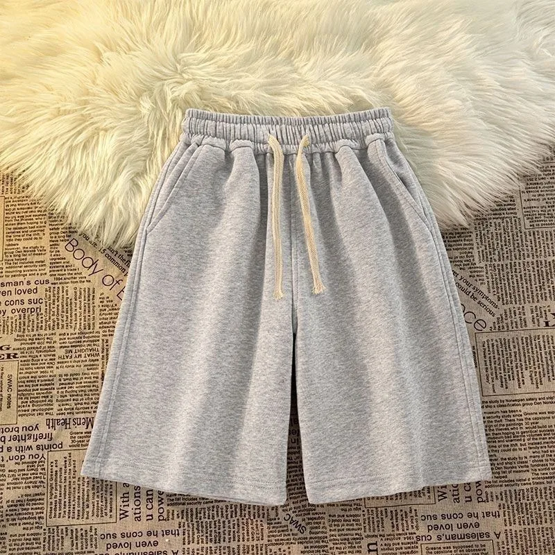 Summer American street oversized simple basic solid color fi