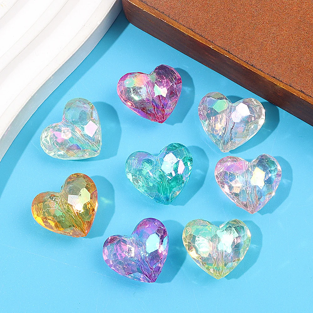 4/14/24 قطعة خرز على شكل قلب متعدد الألوان ، أساور يدوية قلائد أقراط ، إكسسوارات تزيين حفلات عيد الحب والعطلات #5