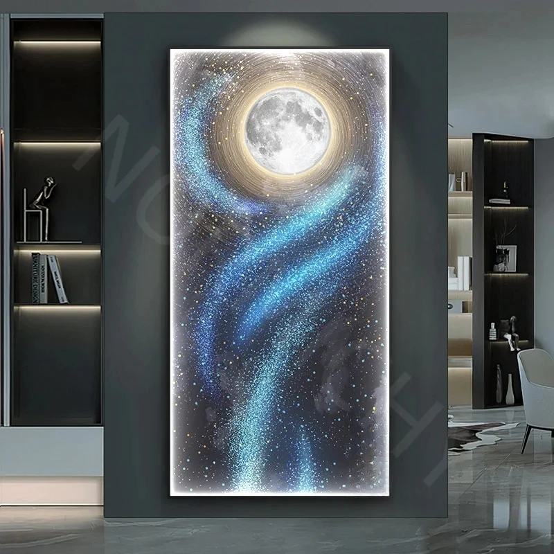 Decoração de parede requintada com murais de lua, luzes de parede pintadas por LED na sala de estar, lobby e hotel GN501TB