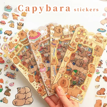 Kawaii papelaria bonito capivara adesivos material escolar diário decoração scrapbooking diário sketchbook adesivos estéticos