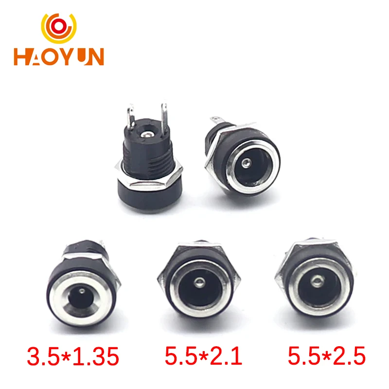 【20-5 sztuk 】 5.5x2.1/2.5mm DC-022B Adapter gniazda Jack prądu stałego 3A 12V 3.5x1.3 DC022B zasilacz gniazdo ładowania mocowanie panelu żeńskiego