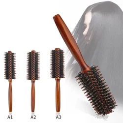 3 Types Straight Twill Hair Comb Natural Boar Bristle Rolling Brush Round Barrel Blowing Curling DIY Hairdressing Styling Tool