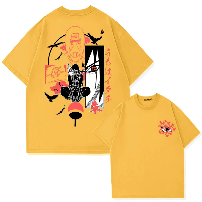 Summer Japanese Anime Children's T-shirt Naruto Pure Cotton Double-sided Printed Parent-child Casual Short Sleeved Shirt