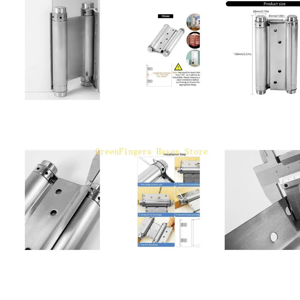 F68D High Stability Double Swing Door Hinges Stainless Steel Auto Closing Mechanism