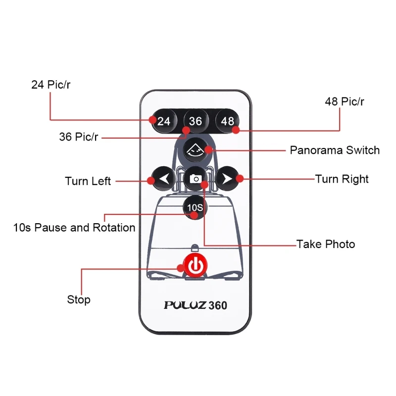 PULUZ 360 Degree Rotation Panning Rotating Panoramic tripod head with Remote Controller Stabilizer for Iphone GoPro DSLR Cameras