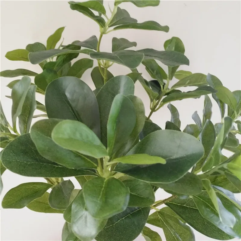 #￥Hot Sale Recyclable Lightweight Plastic 7 9 Branch Green Artificial Leaves Potted Wedding ThanksgivingChristmas NewYear Easter