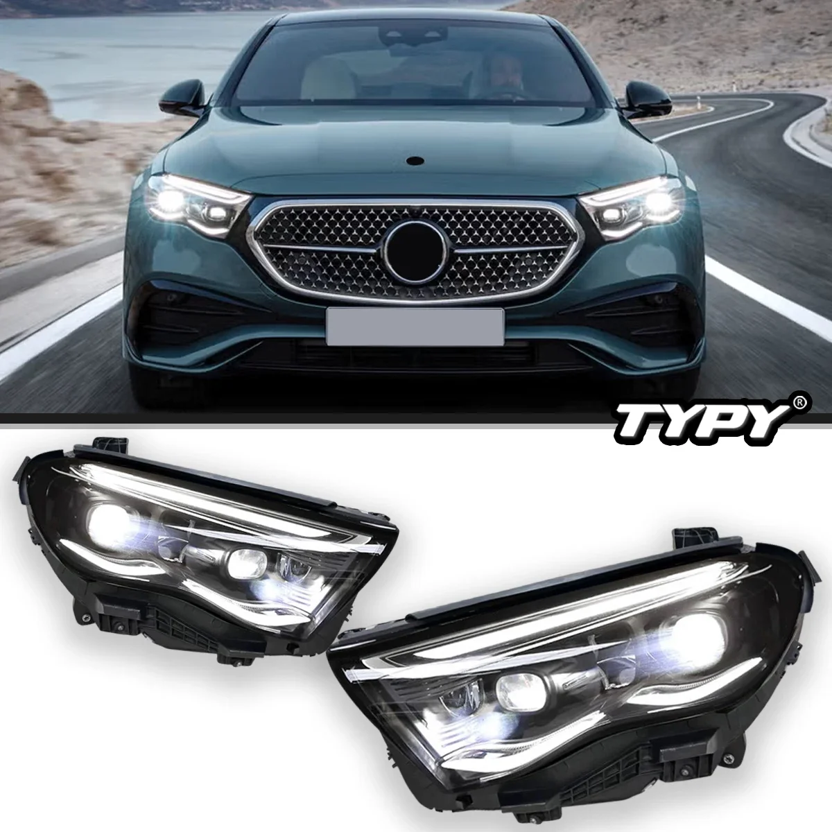 TYPY Car Head Lamp For Benz E-Class W214 LED Headlight 2024-2025 E300 DRL Signal Projector Lens Plug And Play Car Accessories