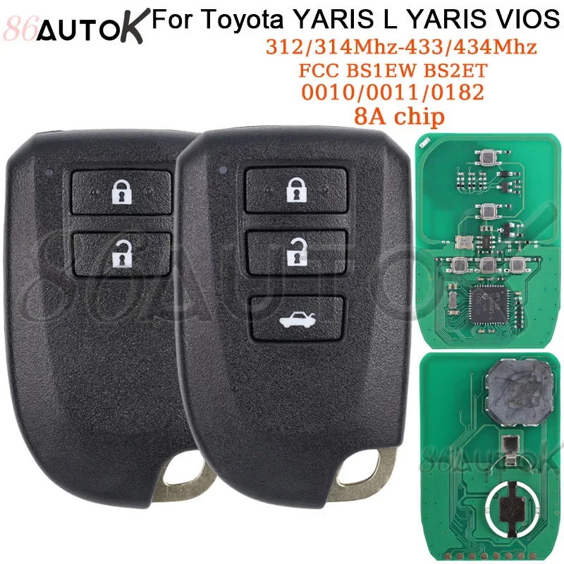 

Автомобильный брелок для Toyota VIOS YARIS L YARIS 0010/0011/0182 Модель 312/314/433 МГц 8A чип P4 39 FCC BS1EW BS2ET 434 кнопки