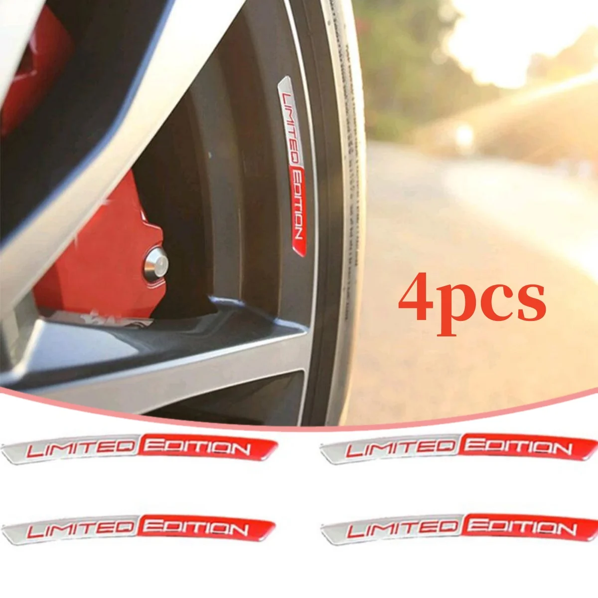 

4pcs Universal Aluminium Alloy Car Wheel Hub LIMITED EDITION Emblem Stickers Tire Rim Decorative Strips Car Exterior Accessories