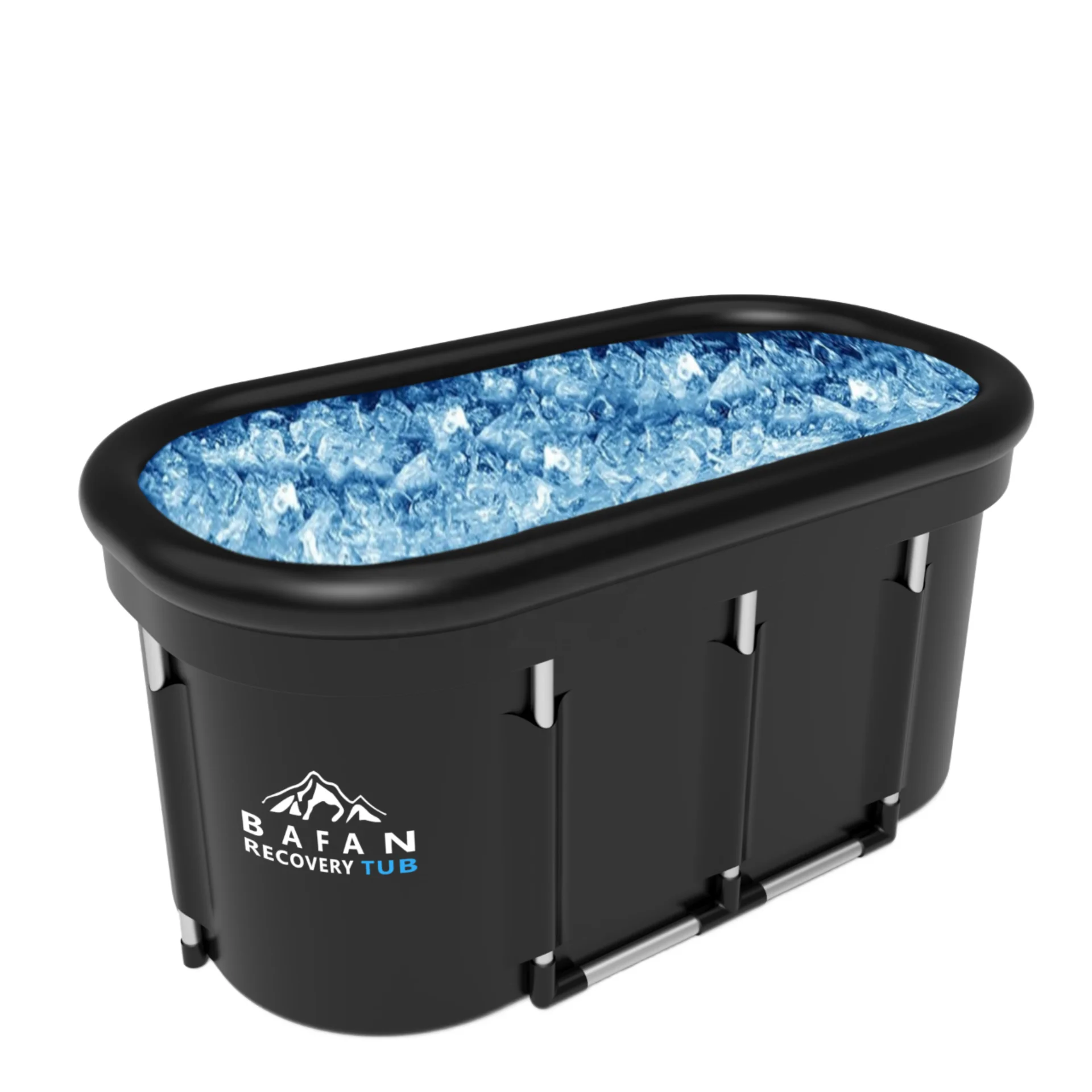 Hot Selling Oval Black Folding Portable Ice Bath Tub Foldable Bathtub for Adults in Ice Pod Carry Bag for Villa Use