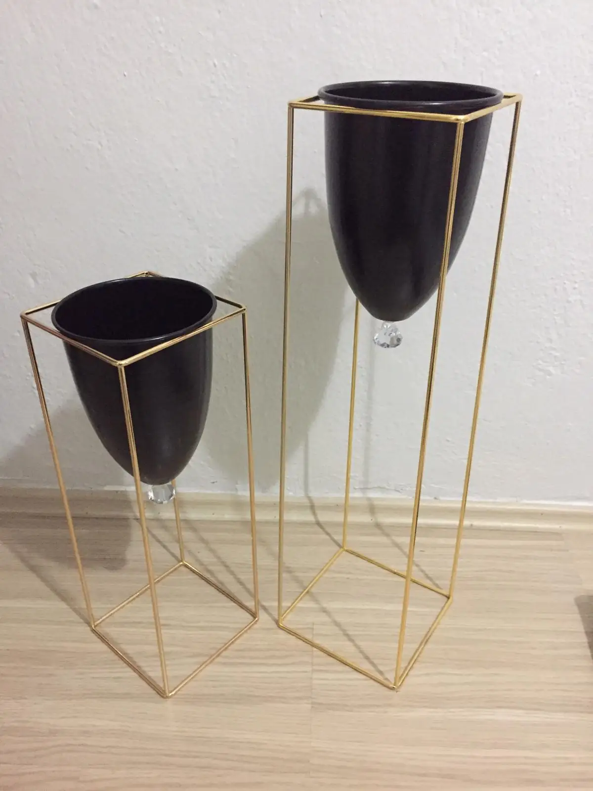 Nordic 2 Pcs Gold Black Flower Pot Iron Stand planter for flowers support glasses plant pots decorative vase garden accessories