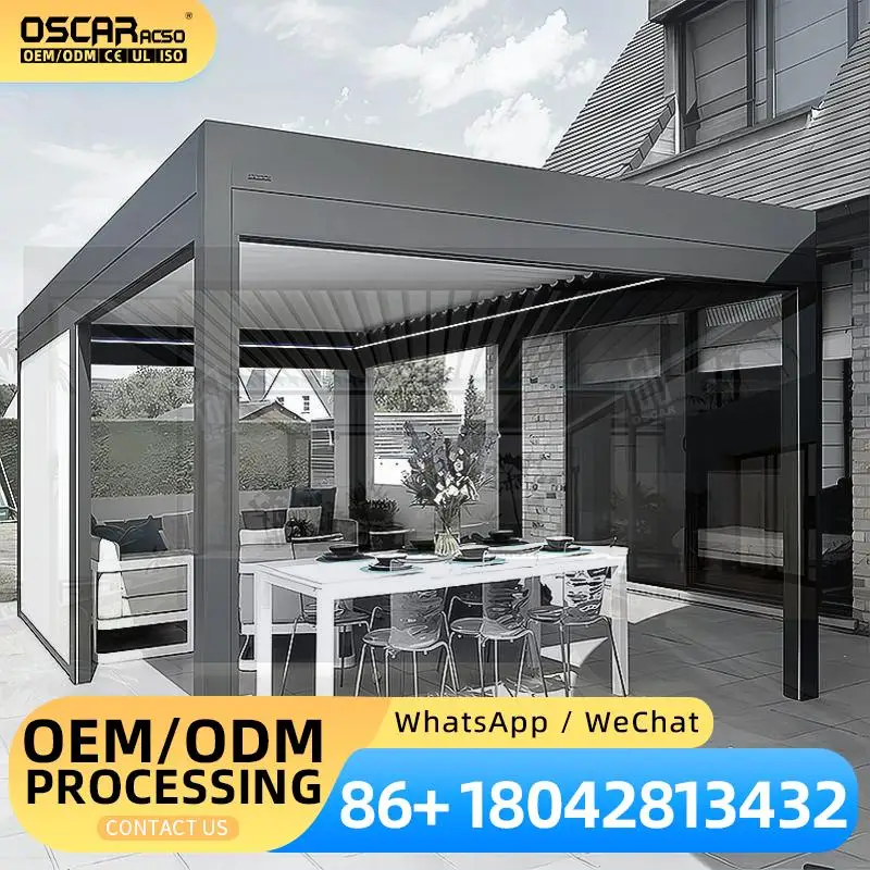 Motorized Waterproof Louvered Roof for 3X3 Outdoor Patio with Adjustable Angle and Sunshade High Tech Stylish Shade Structure Id