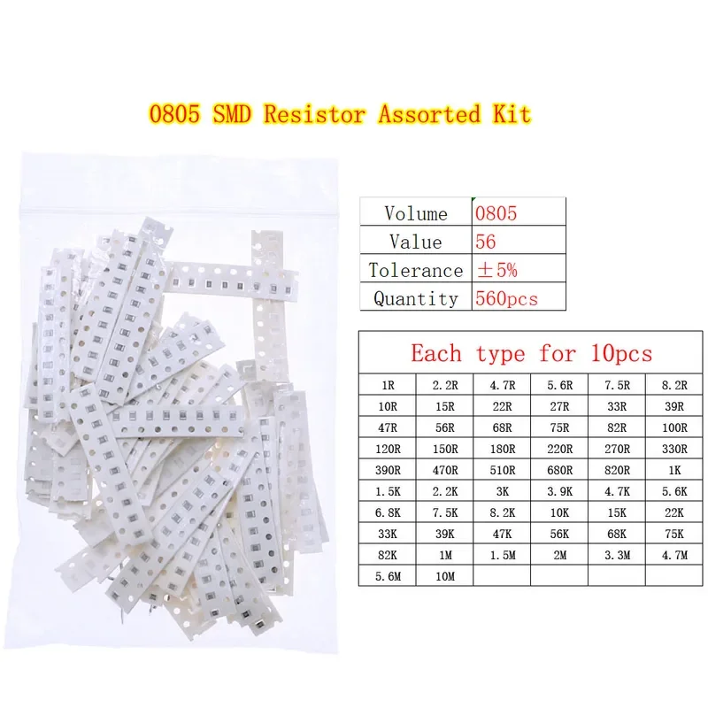 0402 0603 0805 1206 2512 5% SMD Chip Fixed Resistor Assorted Kit  0 ohm-10M Samples pack