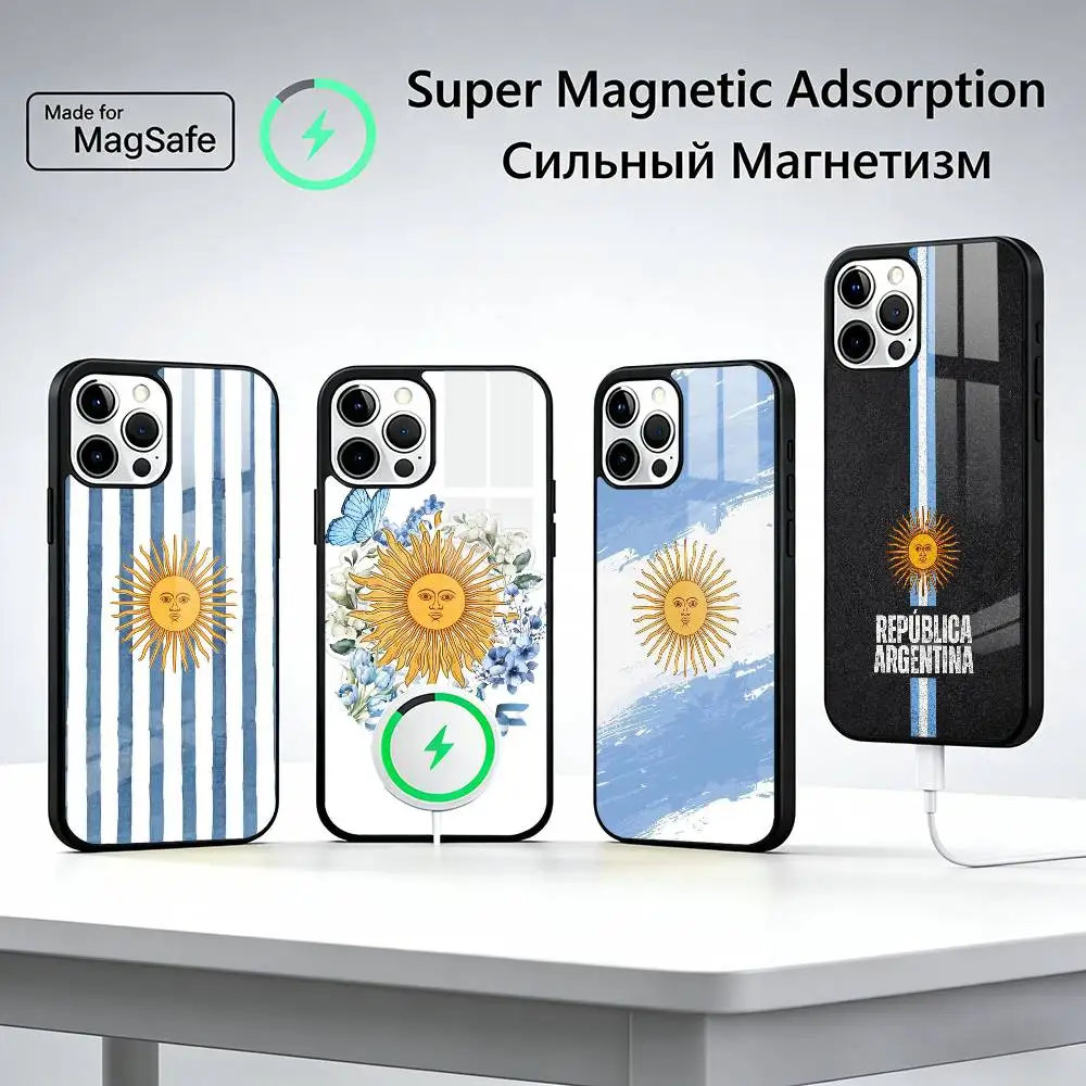 

A-Argentina Football Fan Support Flag Phone Case For iPhone17,16,15,14,13,12,11 Plus,Pro Magnetic For Magsafe Wireless Charging