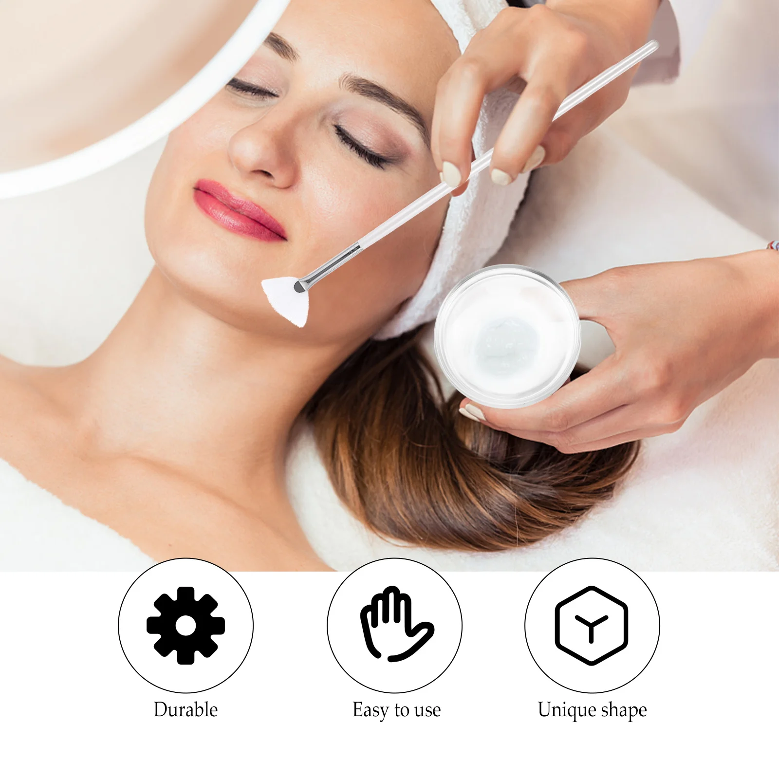 Kit di 2 Pennelli per Maschere Facciali con Impugnatura Comoda e Manico Spesso per la Cura del Viso, Applicazione Fai-da-Te di Maschere, Ciotola per Miscelazione, Strumenti di Bellezza