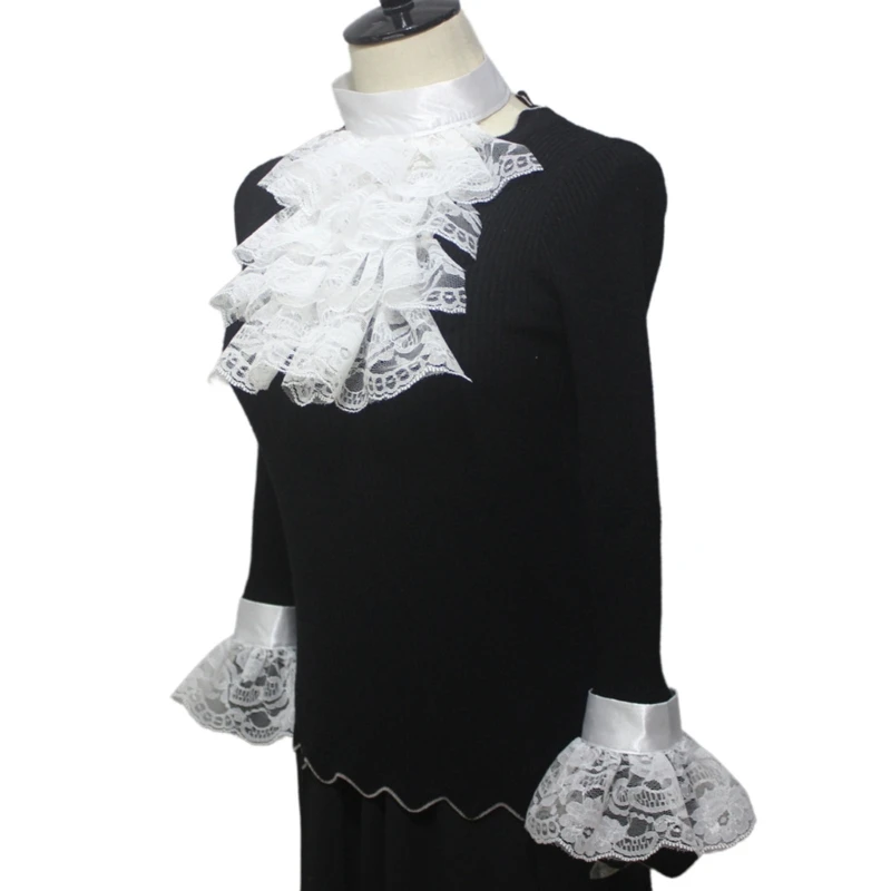 ปรับขนาด Ruffled False Collar สีขาว Victorian Jabots Collar ผู้หญิงที่ถอดออกได้ข้อมือ Carnivals เสื้อผ้า DropShipping