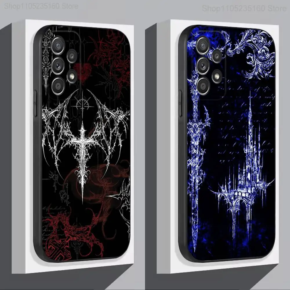 

G-Gothic Cyber Sigil Cross For Samsung S 25,24,23,22,30,21,10,9,Ultra,Plus,Lite,FE,4,5G Phone Case Black Soft Case