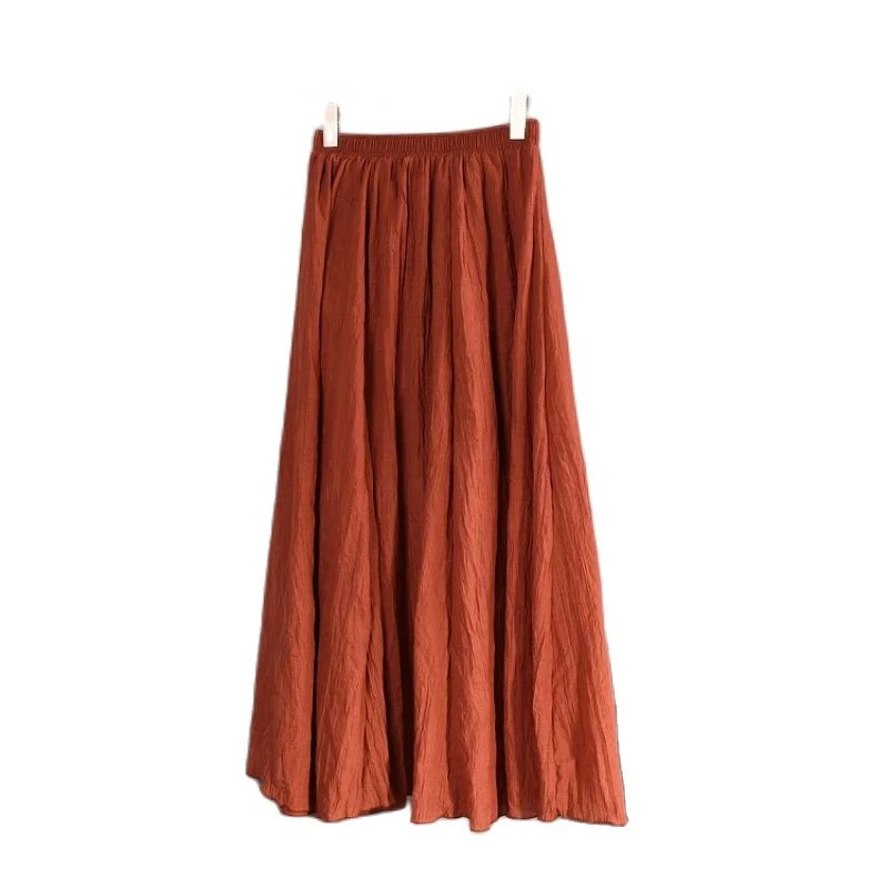 Solid Color Fresh Comfortable Big Swing Long Skirt