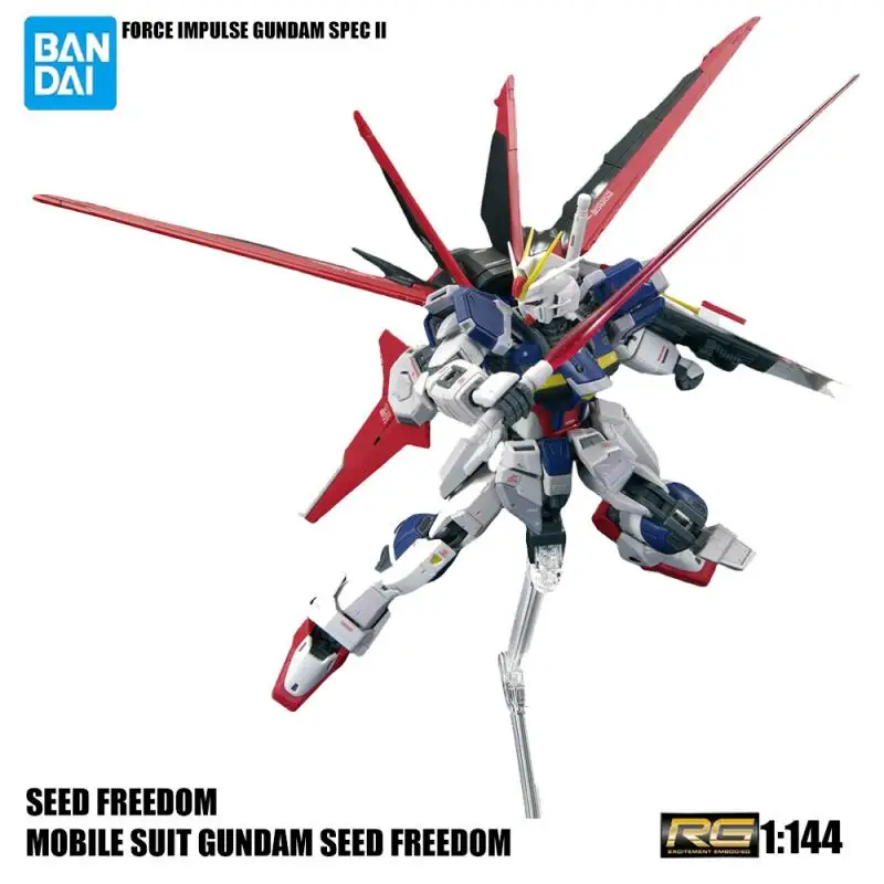 Hot Bandai Anime Gundam Set Seed Freedom Series Rg 1/144 Force Impulse Gundam Spec Action Doll Model Set Toy Children's Gifts