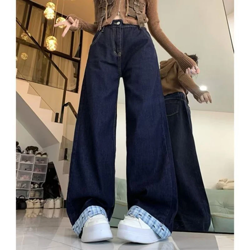 

Винтажные модные широкие джинсы для девочек, новые женские мешковатые джинсовые брюки с высокой талией, Лидер продаж, женские повседневные тонкие повседневные брюки