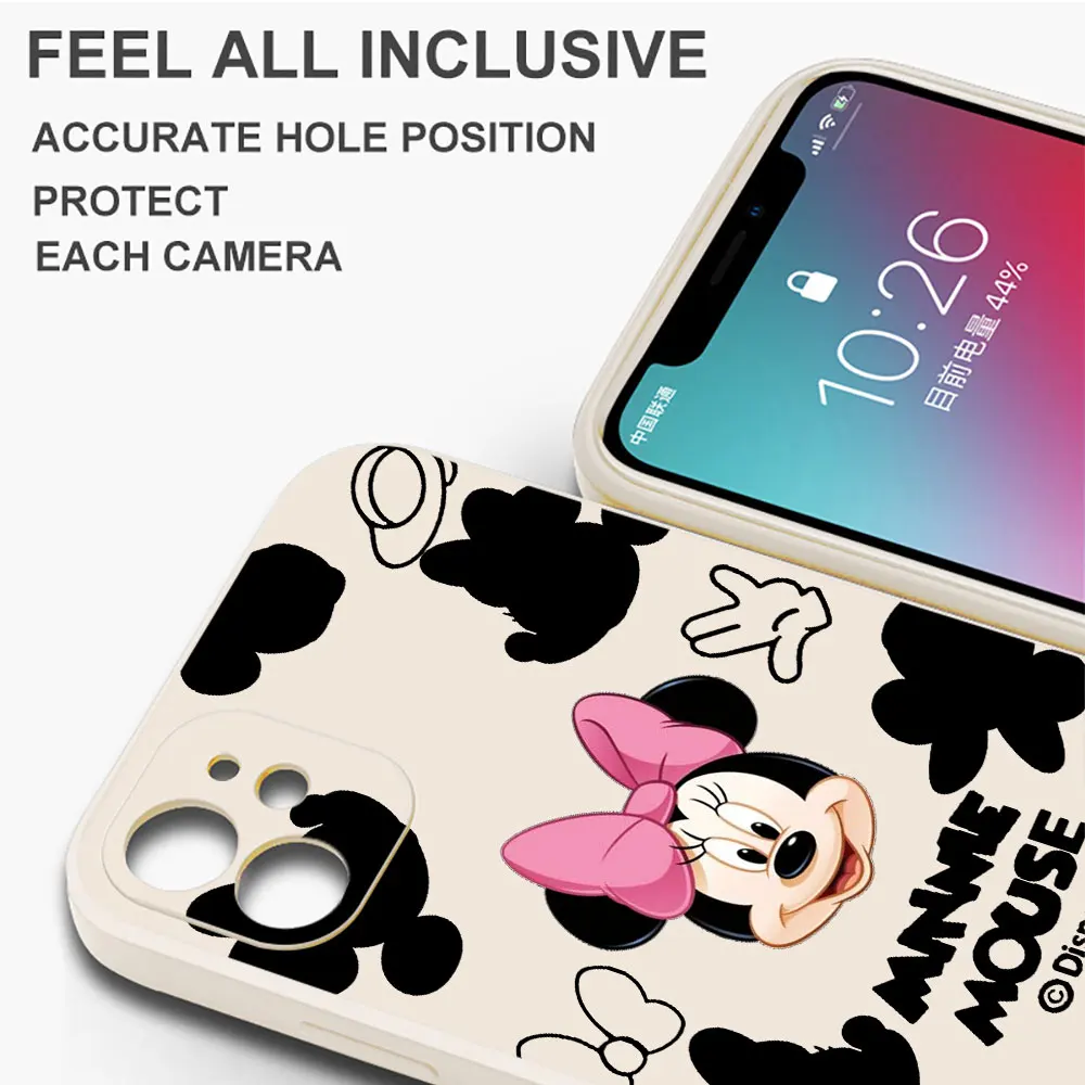 Disney Mickey Mouse Minnie Case for Samsung Galaxy S23 S24 Ultra 5G S21 S10 S20 FE S9 S8 Note 20 Ultra 10 Plus Square Liquid Bag