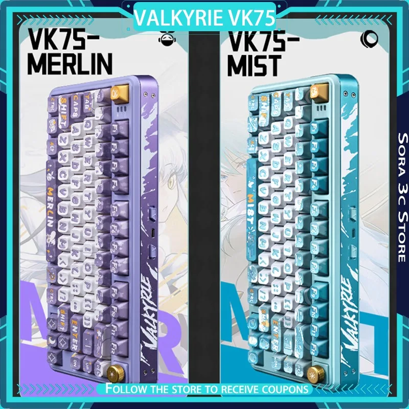 

VALKYRIE VK75 Механическая клавиатура Беспроводная Bluetooth 3-режимная ручка с возможностью горячей замены Новый стиль Дизайн Индивидуальная игровая клавиатура для ноутбука