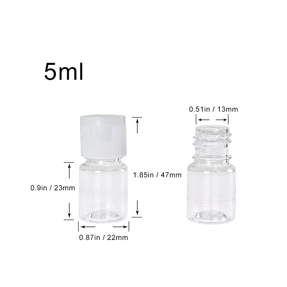 20pcs/100pcs 5ml Refillable Transparent Bottle Plastic Portable Squeeze Bottle Shampoo Conditioner Travel Container