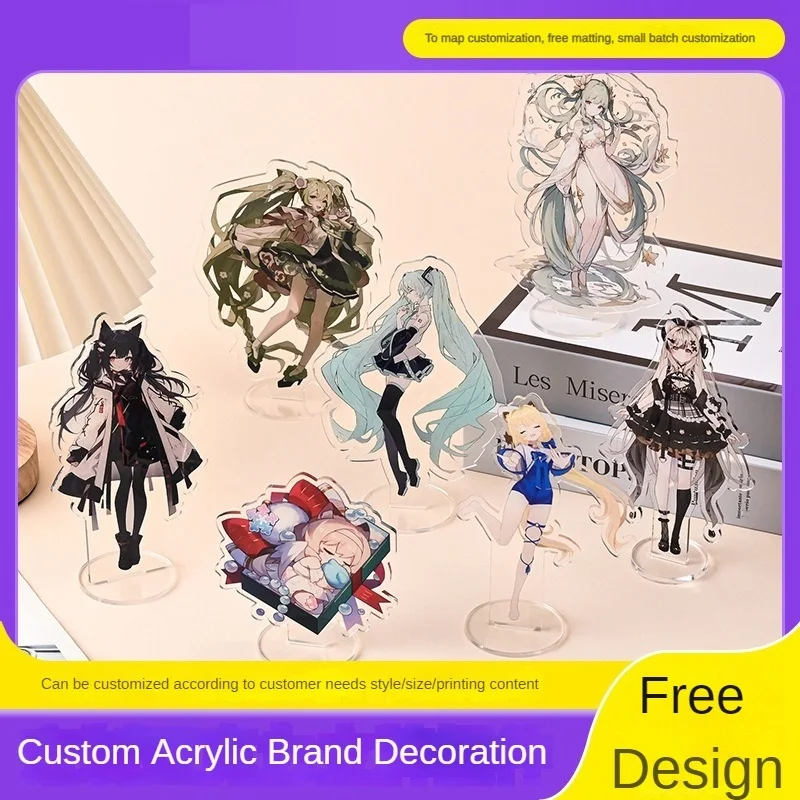 Acrylic standing brand custom humanoid double sided star surrounding rocker cartoon animation transparent key chain