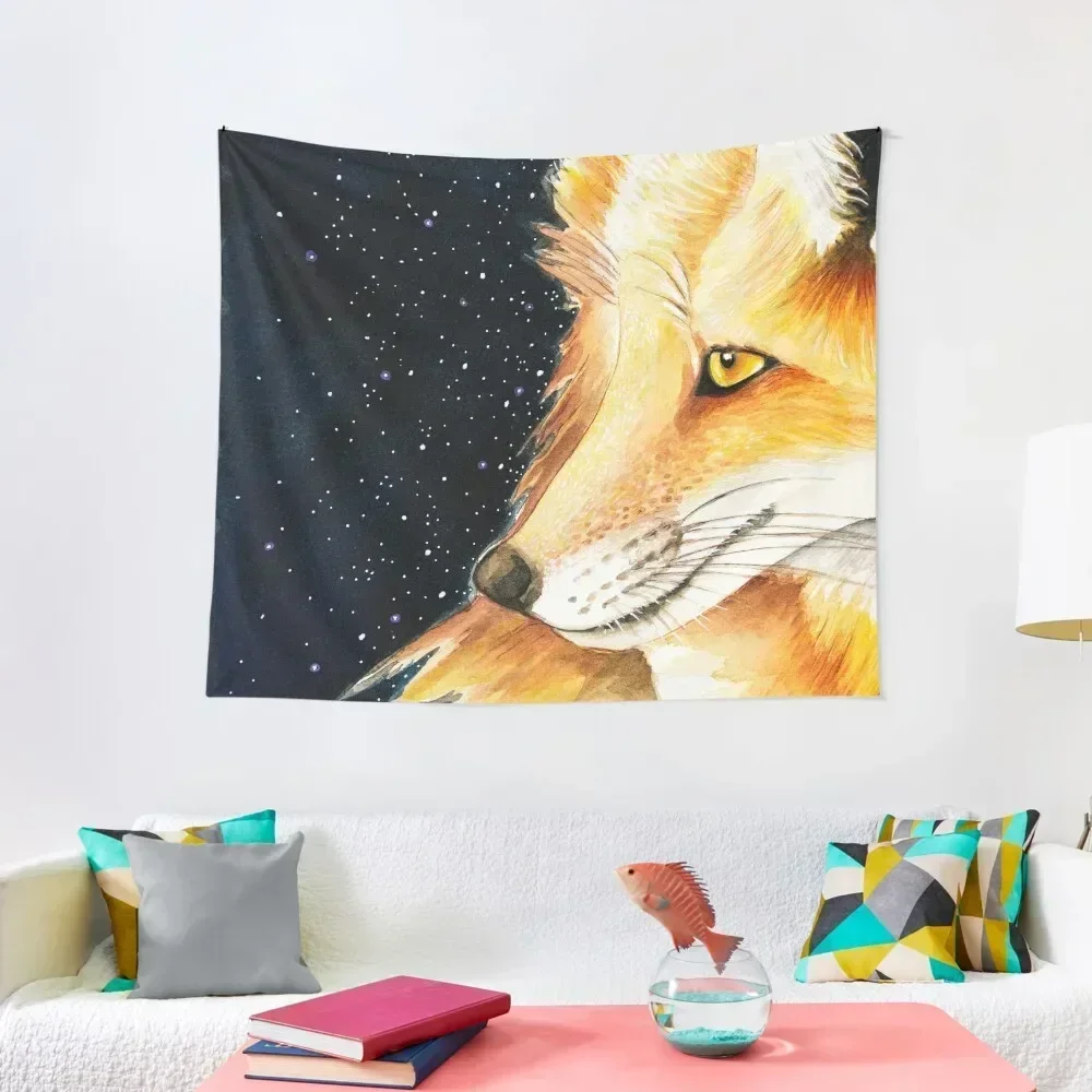 

Red Fox Galaxy Watercolor Tapestry Room Decoration Korean Style Decoration Aesthetic Cute Room Decor Tapestry
