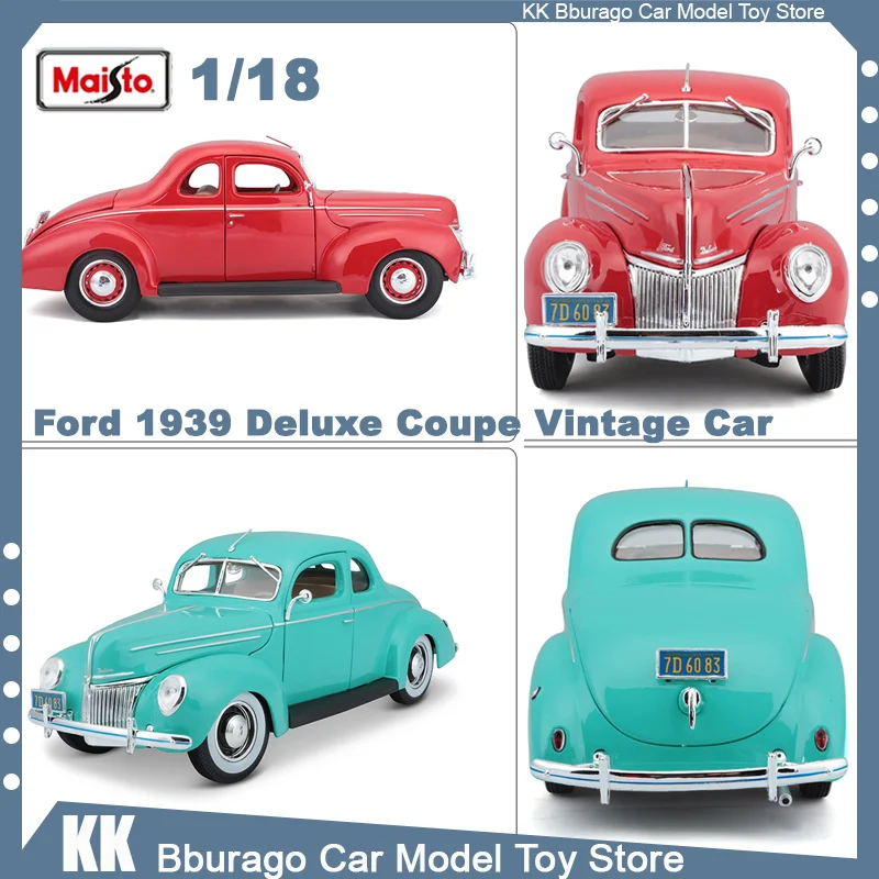 

Maisto 1:18 Ford 1939 Deluxe Coupe Vintage Car Diecast Model Edition Alloy Luxury Vehicle Toy Ornament Model Birthday Gift