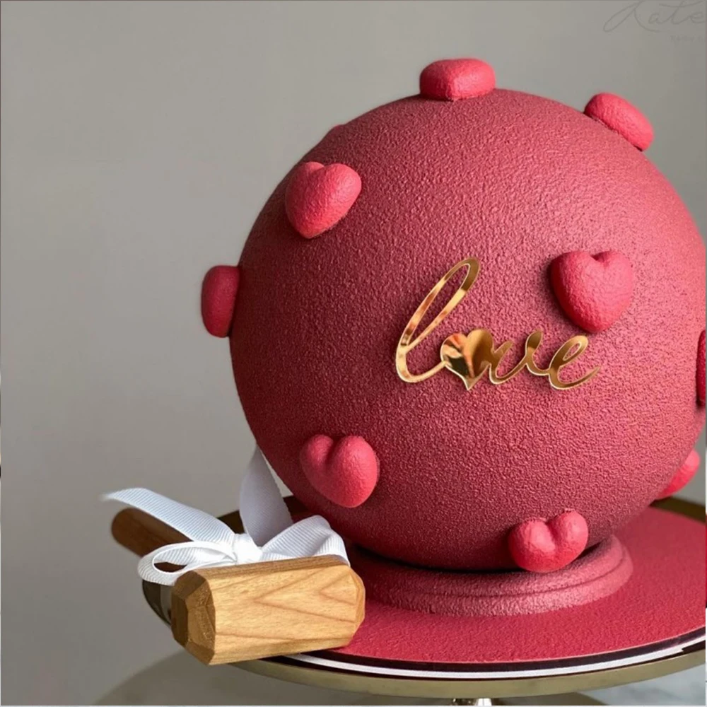 10pcs Gold Acrylic Heart Love Cake Topper for Valentine\'s Day Wedding Birthday Party Cake Decoration Supplies