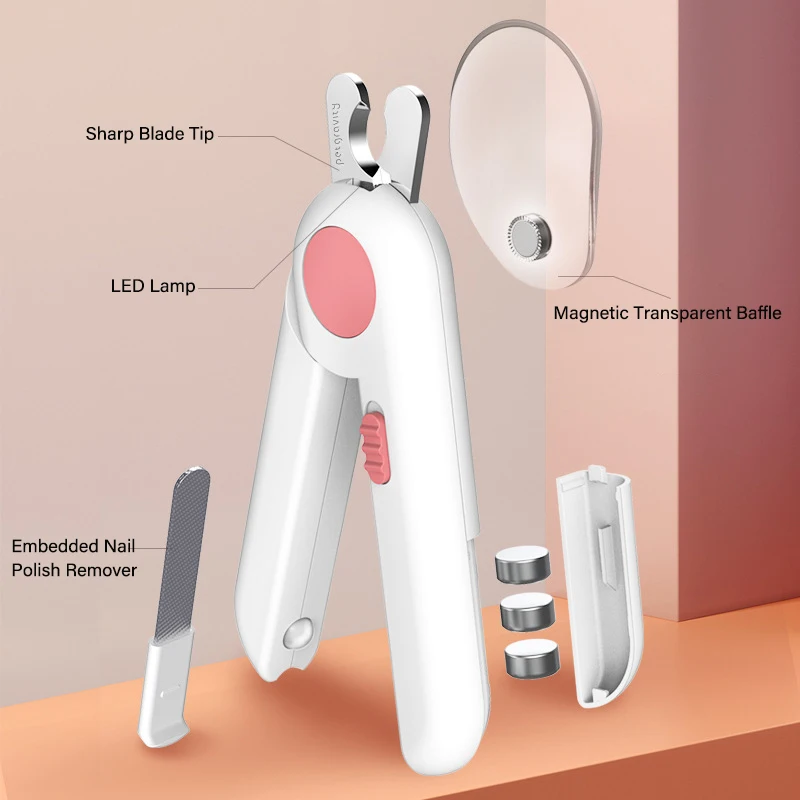Profesjonalne nożyczki do obcinania pazurów dla zwierząt z oświetleniem LED, obcinaczki do paznokci dla kotów i psów, narzędzie, nożyczki, obcinacz do pazurów, nożyczki, artykuły dla zwierząt