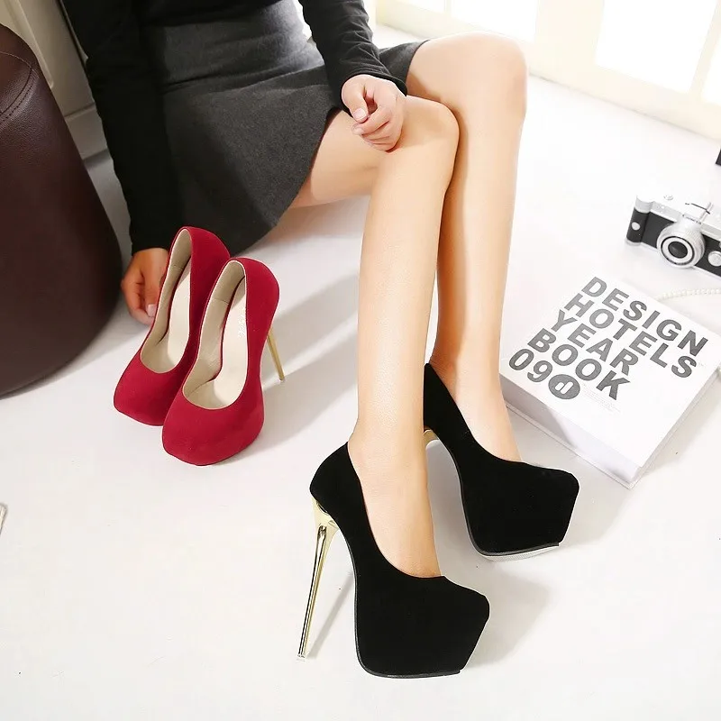 Sexy Women Pumps Wedding Fetish Shoes High Heel Stripper Flock Pumps Zapatos Mujer Platform Tacones Mujer Nightclub Plus Size 42