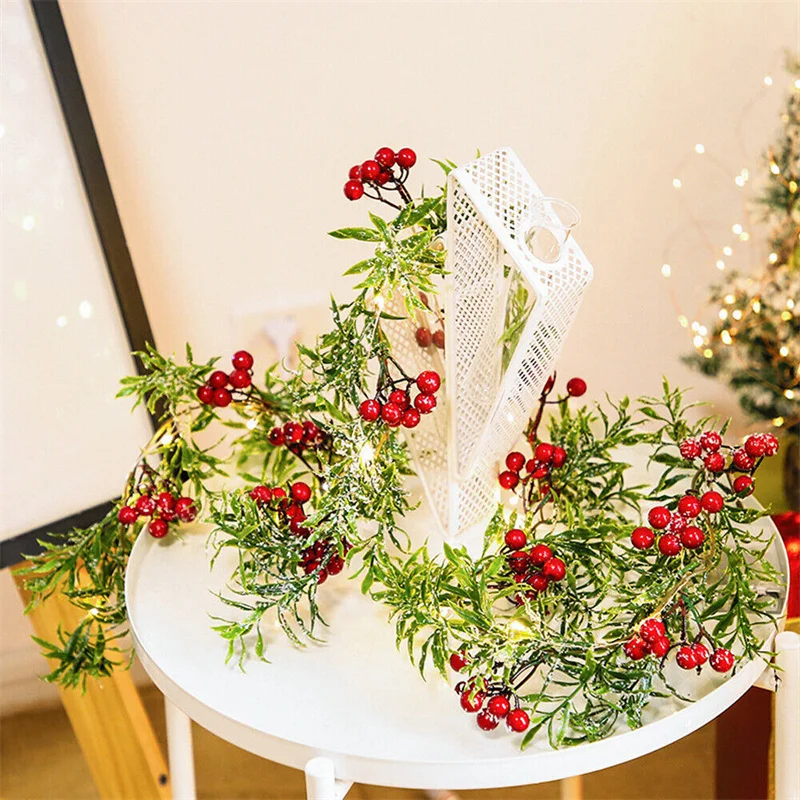 2M 20 LED Christmas Red Pine Cones Green Leaves Light String Wedding Garland Lights For Xmas Holiday Tree Garden Patio Decor