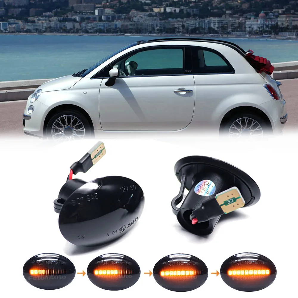 Clignotant LED dynamique clignotant, lampe de rétroviseur latéral, adapté à Abate 500, logo latéral Fortlancia, garde-boue, Fiat 500, 500C, 500L