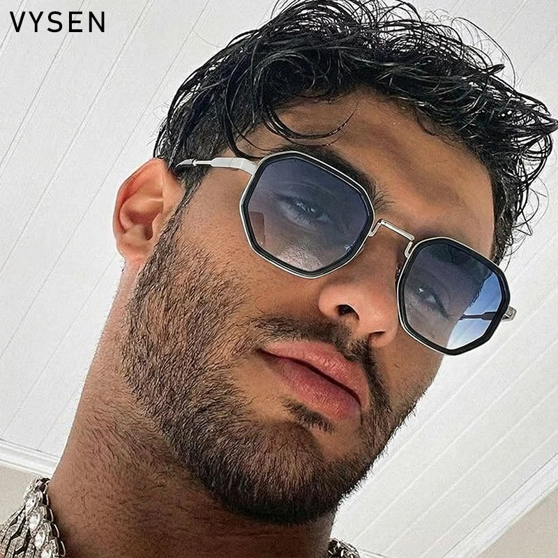 

Vintage Steampunk Octagon Square Sunglasses Men Luxury Brand Geometric Metal Frame Polygon Sun Glasses Shades Driving Eyewear