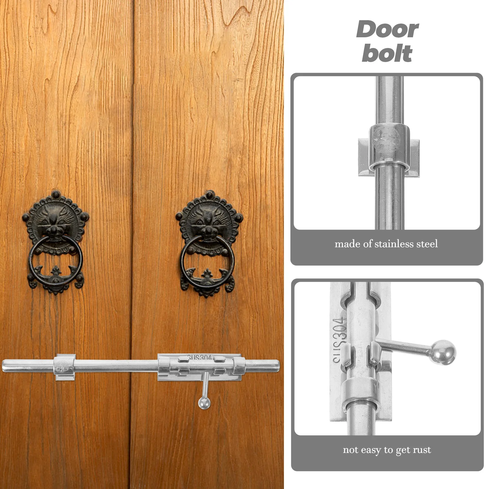 

304 Stainless Steel Door Bolt 300mm x 14mm Heavy Duty Flush Latch for Wooden Gates Garden French Doors Barn Doors Bathroom