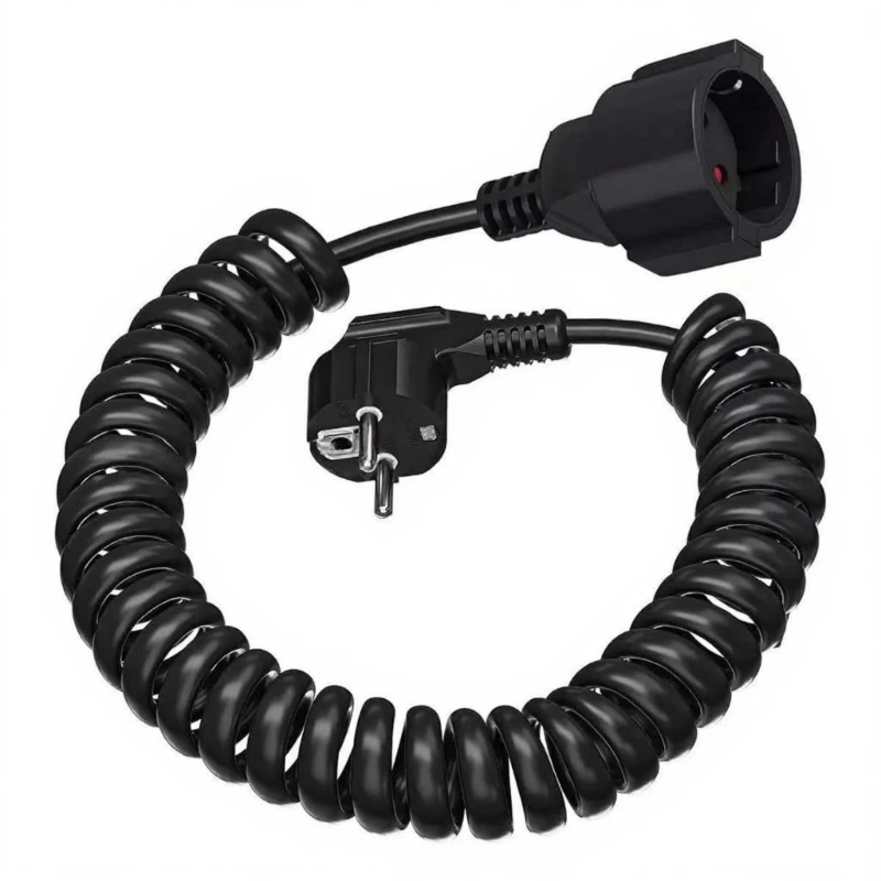 U55C Power Extension Cord Spring Cable Male to Female Extension Power Cord Extension
