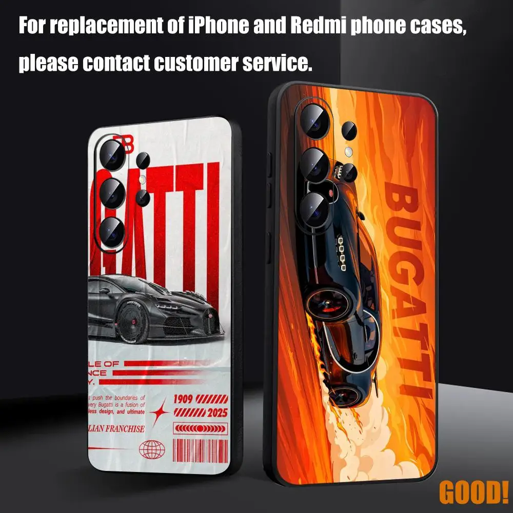 Phone Case For Samsung Galaxy S26 S25 S24 S23 Luxury  B-bugattiES S22 S21 S20 Plus Ultra Fold A Soft Black