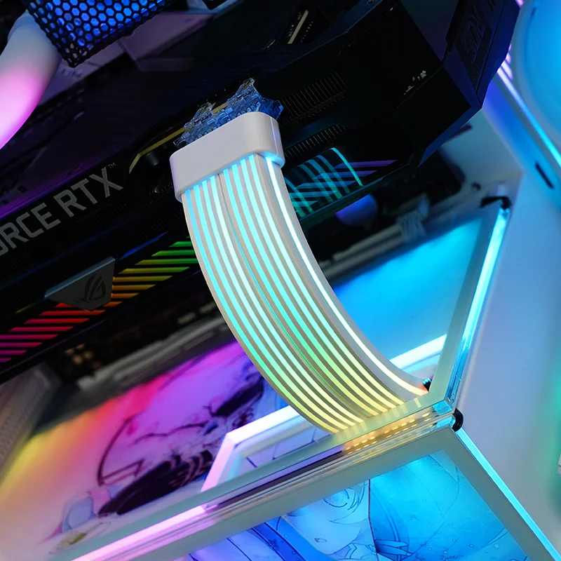 PC Case 5V 3Pin SYNC RGB Cable  ATX 24Pin + PCI-E GPU 8PinX2 Neon Color Line ARGB Streamer Transfer Adapter