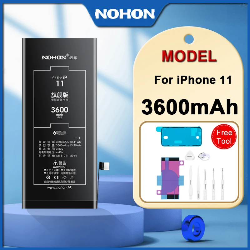 

NOHON High Capacity Battery For iPhone 11 Replacement Bateria 3600mah with Free tools